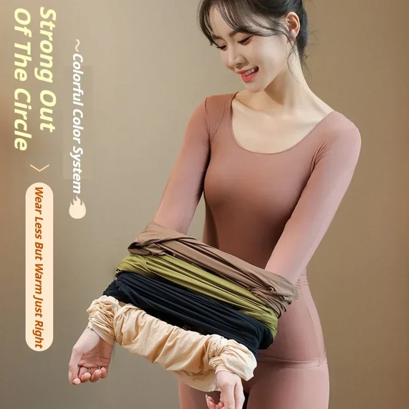 Two Piece Set Thermal Underwear Winter Clothes Women 2025 Ultrathin Heating Hyaluronic Acid Skin Lingerie Sets 251030