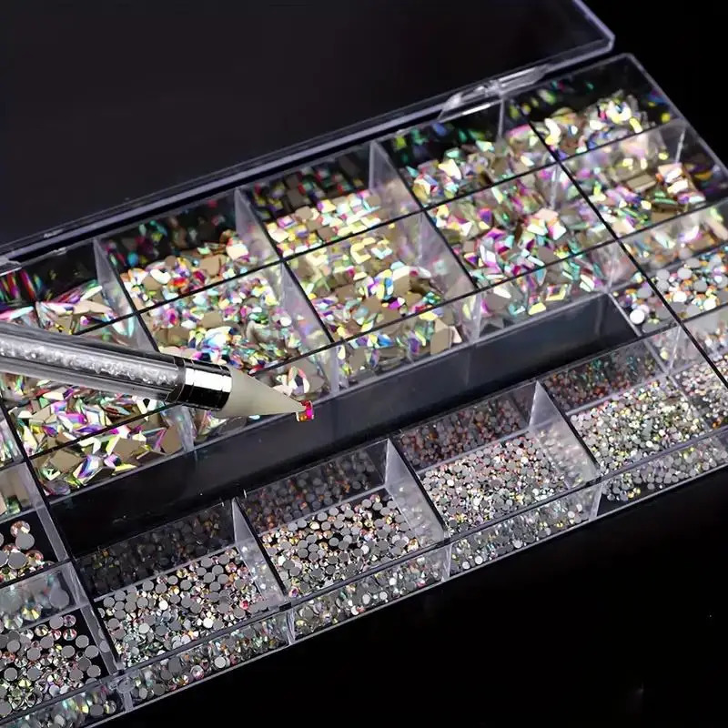 DIY Nail Art Rhinestone Kit with 21Grid Storage Box Flatback Diamonds for Creative Jewelry and Manicure s 251027
