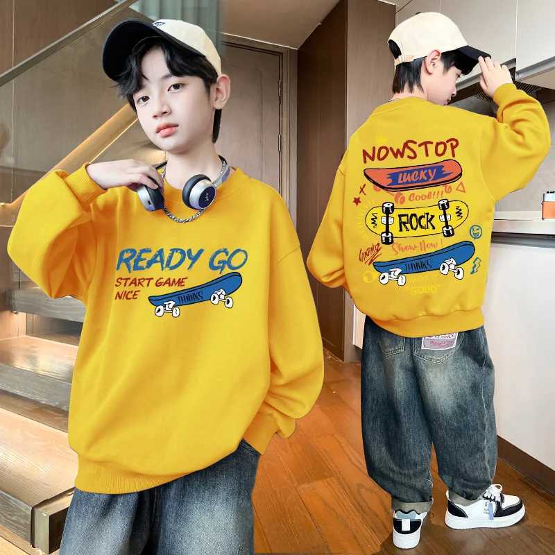 Streetwear Skateboard Sweatshirt Hoodies Autumn Baby Boys Clothing 7 To 14 Years Long Sleeves Tops Pullovers for Kids ClothesT251030