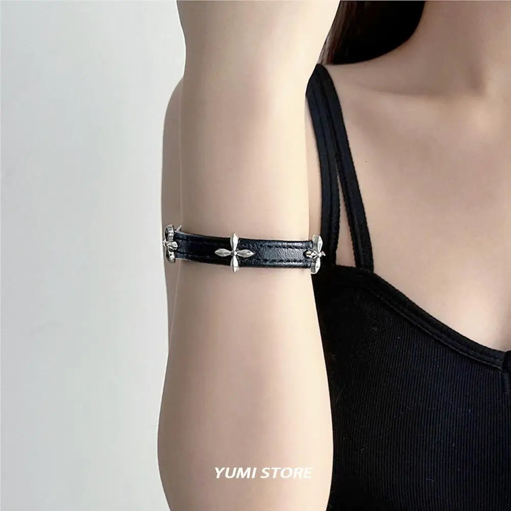 Vintage Cross Bracelet For Women Fashion Punk PU Leather Adjustable Bracelet Girl Kpop Jewelry Cool Y2K Accessories 251028