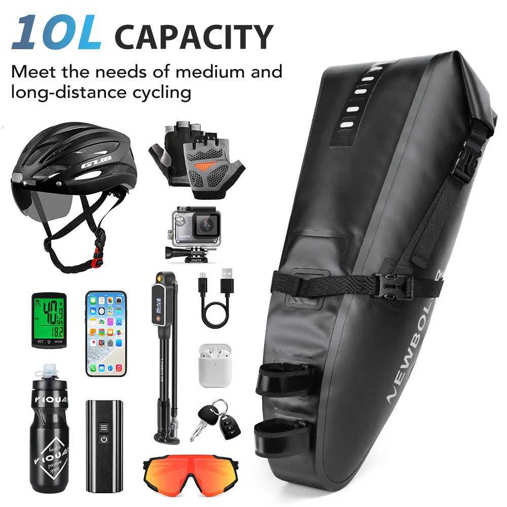 NEWBOLER Bicycle Bag Waterproof 13L Large Capacity Bicycle Saddle Bag Bicycle Foldable Tail Bag Mountain Bike Road Luggage H251029