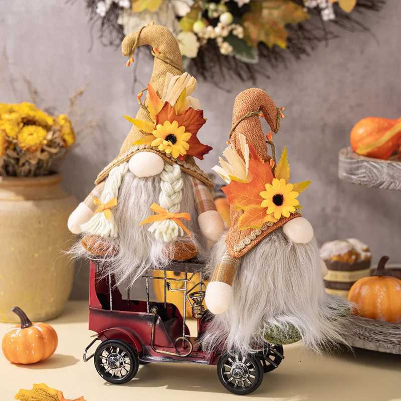 Glowing Faceless Gnomes Doll Handmade Maple Leaf Sunflower Dwarf Doll Pendant Home Autumn Thanksgiving Day Christmas Decoration C251030