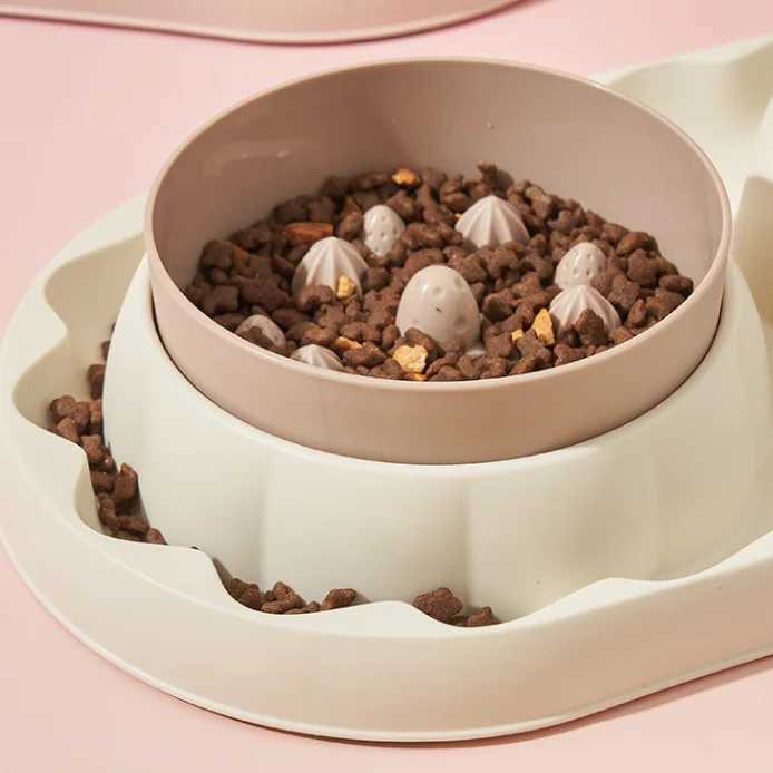 Pet stainless steel double bowl cat bowl leak proof food dog choking slow food bowl spill proof cat bowl dog bowl pet bowl J251113