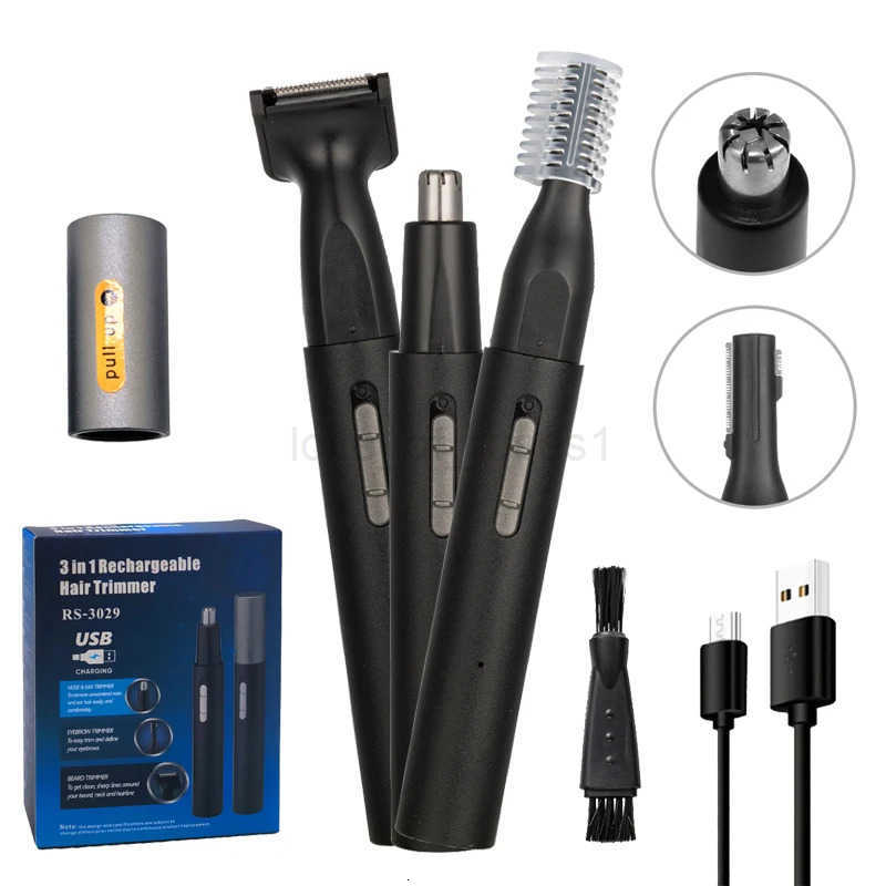 Electric Hair Trimmer for Nose Men Painless Rechargeable Sideburns Eyebrows Beard 3 in 1 Hair Clipper Shaver Z251030