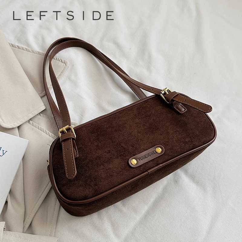 Designer bag LEFTSIDE Wen Faux Suede Shoder Bag 2025 Winter New Fi Underarm Bag Luxury Brand Designer Handbags and Purses Y251029