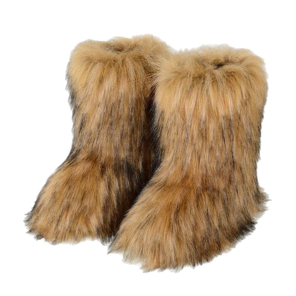 European and American new fur snow boots winter new thick raccoon fox fur midsole boots designer shoes fashionable plus size snow boots