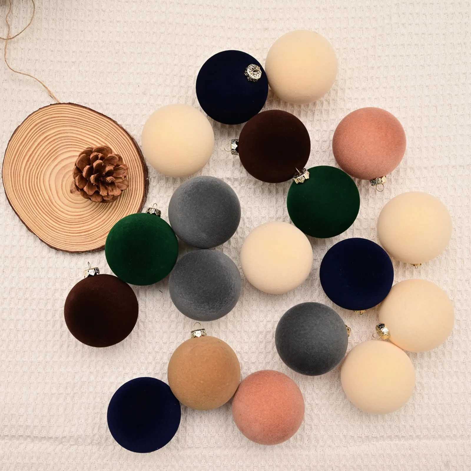 12pc Christmas Velvet Flocked Fibers Round Ball Ornament Creative DIY Christmas Ball Wreath and Christmas Tree Decoration C251030