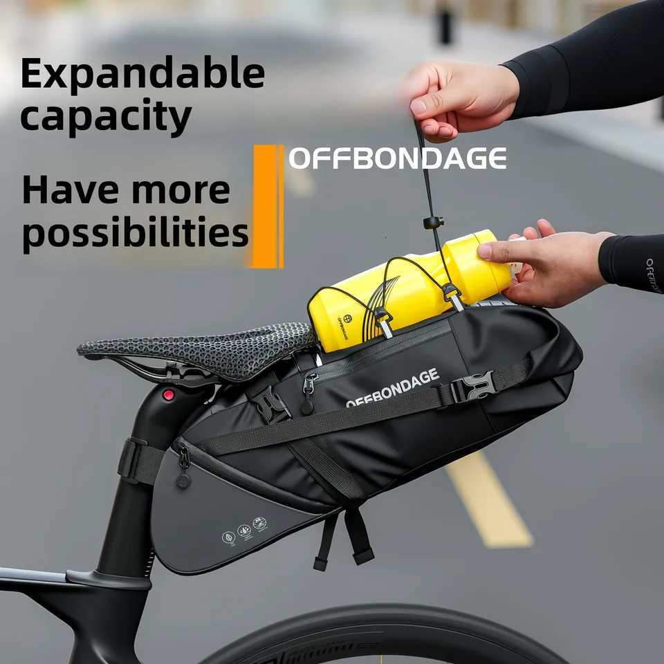 OFFBONDAGE Bicycle Saddlebag Waterproof 15L Large Capacity Bike Bag Cycling Tail Bag MTB Foldable Rear Bag Bike Road Luggage H251029