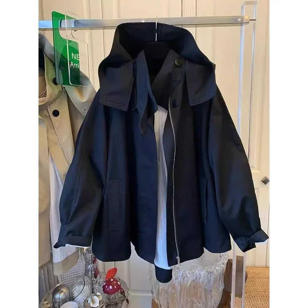 Loose Womens Workwear Jacket New Arrival Casual Long Coat Spring Autumn Small Size Trendy Windbreaker High Waist AE Origin H25103016
