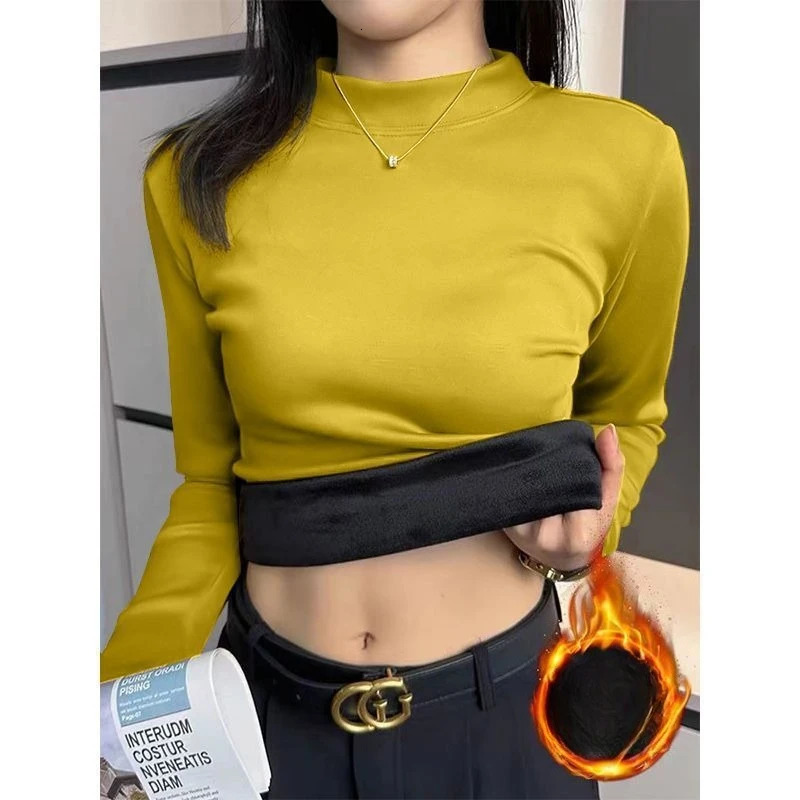 Womens HalfTurtleneck Pullover Sweater Korean Fashion LongSleeve Top Slim Fit Thermal Jumper Casual Solidcolored Base Shirt 251030