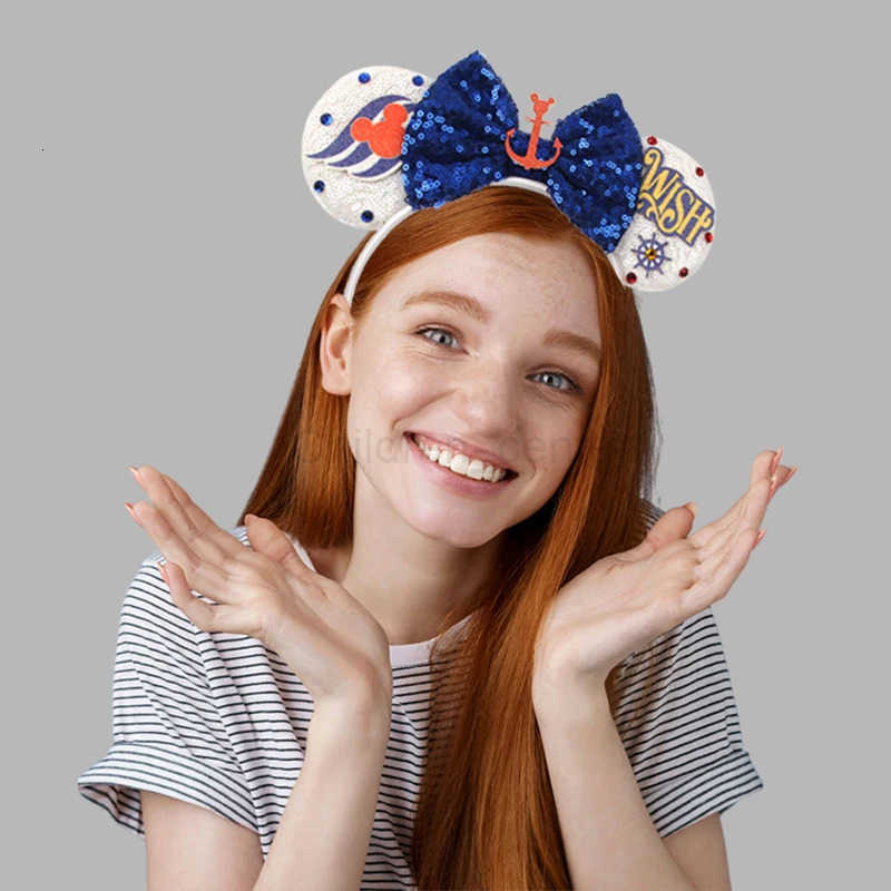 Disney Mickey Mouse Ears 25th Anniversary Commemoration Mickey Mouse Ears Magic Cruise Sparkle Bow DIY Headwear Adults Hairbands H251030