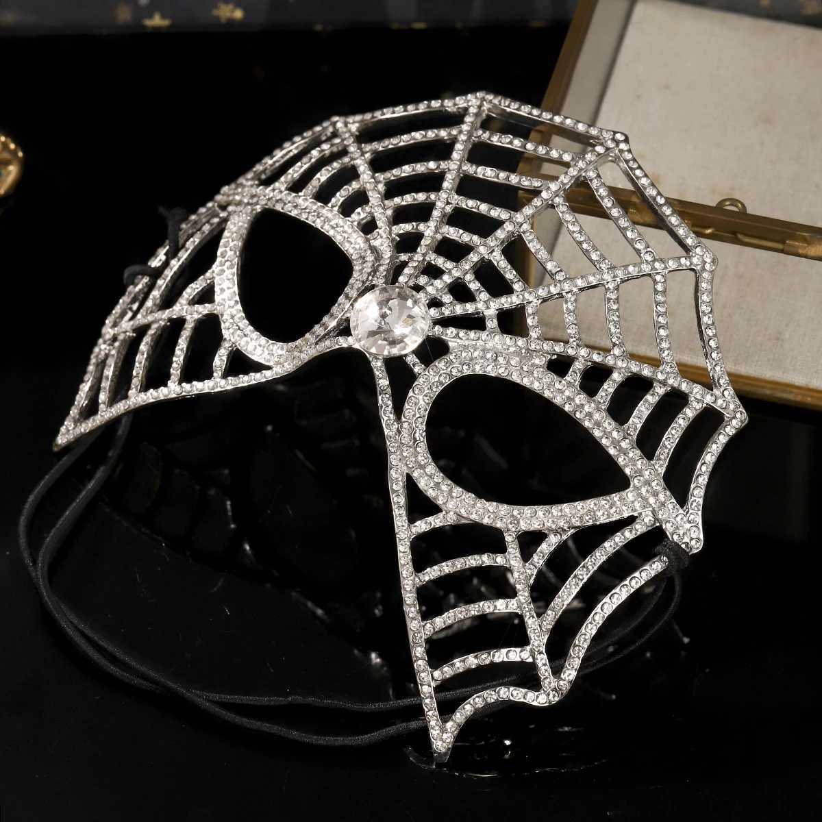 European and American Halloween Baroque Rhinestone Spider Alloy Mask Party Dance Sexy Mask AccESSories For WomenW251029
