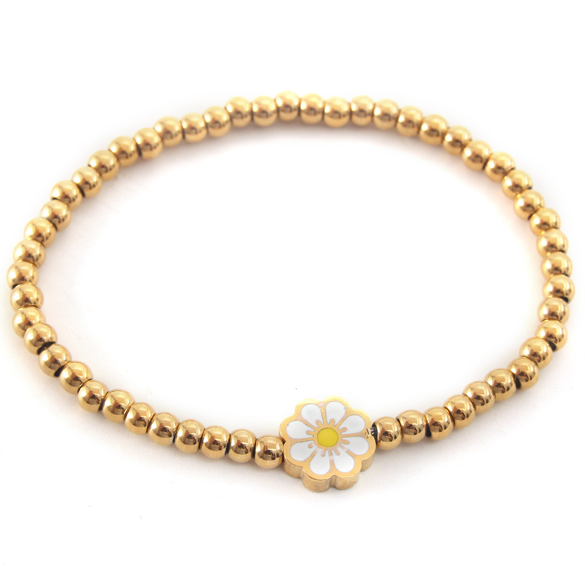 New Fashion Gold and Silver FlowerShaped HeartShaped Pearl Beaded Bracelet Versatile Womens Jewelry 250626