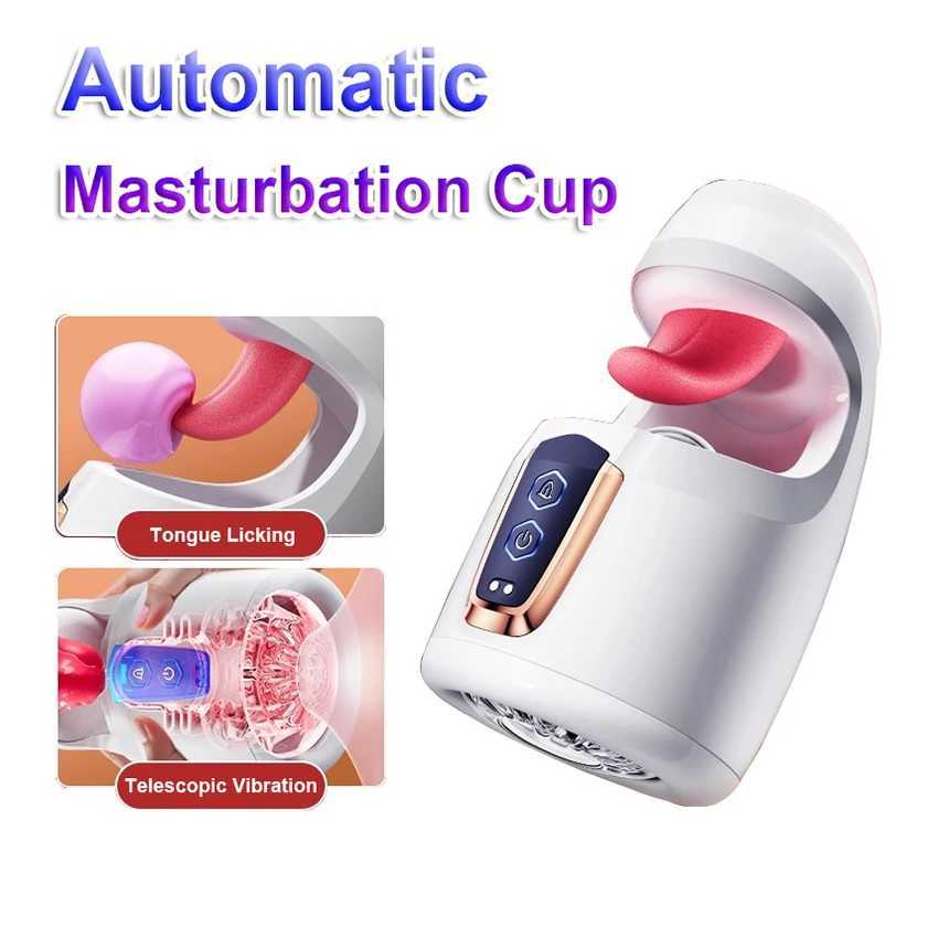 Automatic Male Masturbation Cup Tongue Licking Pocket Pussy Blowjob Penis Trainer Stimulation Massager Sex Toys For Men Adults
