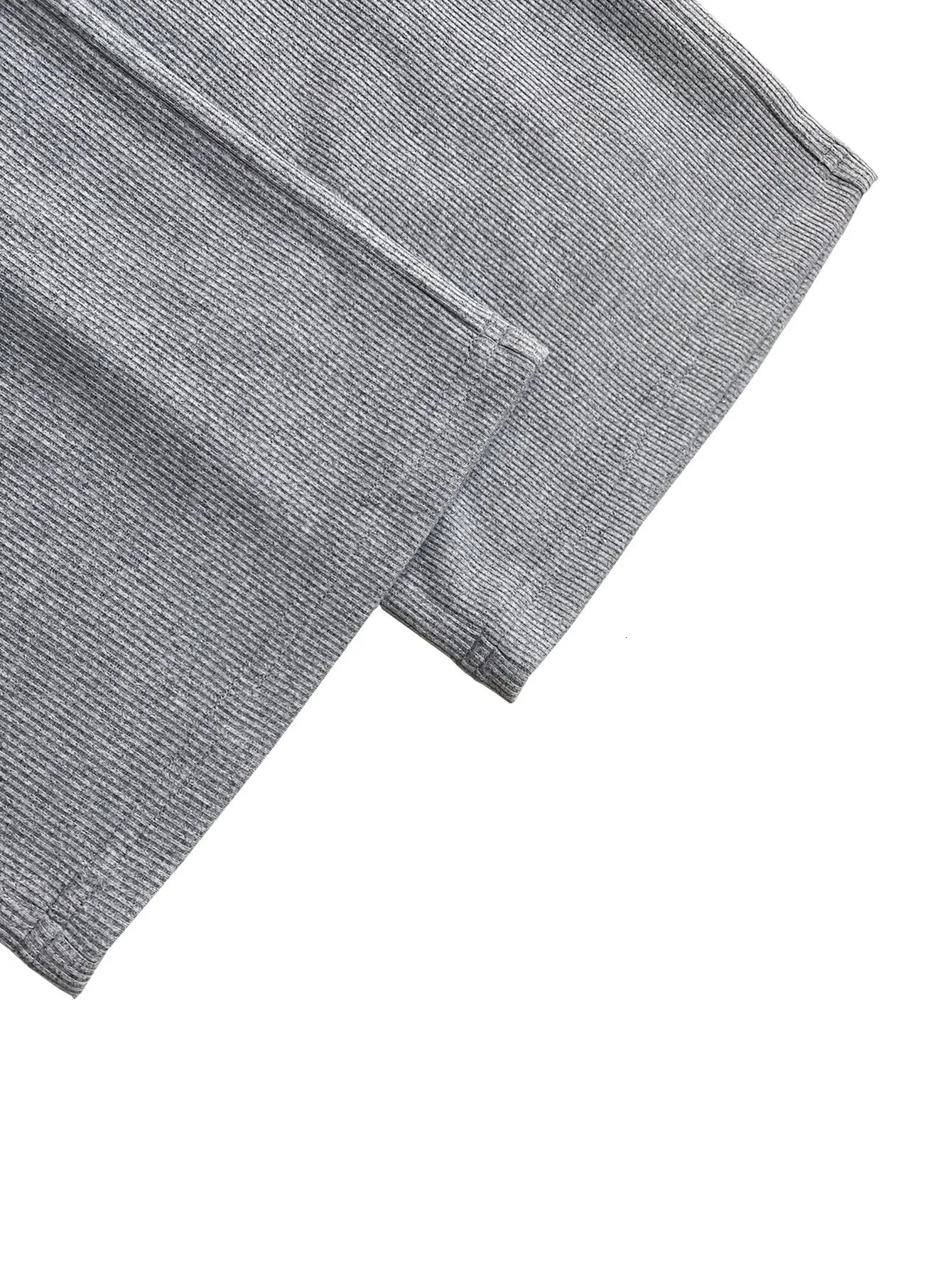 Womens Fashion Grey Solid Color Casual Trendy Sexy Sports 2 Piece Sets Long Sleeve Hooded Zipper Tops Wide Leg Pants 251029