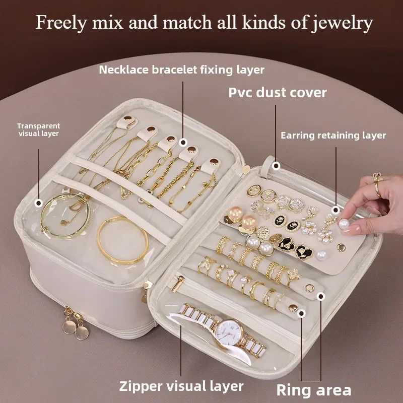 Doublelayered Luxury cosmetic bag portable partition jewelry storage bag Large Capacity travel essential cosmetics organizer J251115
