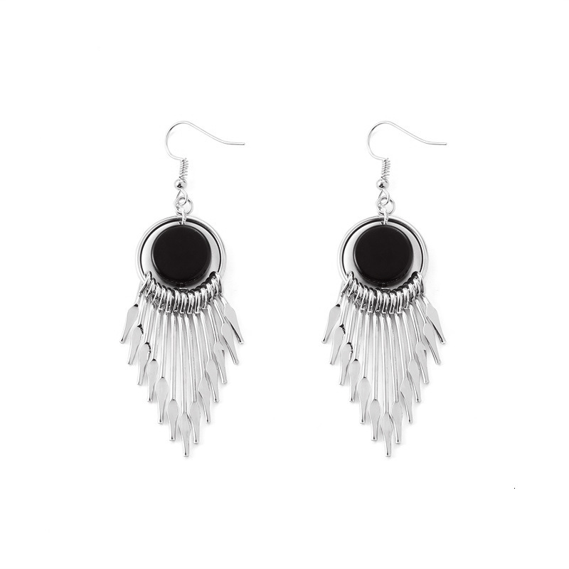 Style Tassel Geometric Internet Celebrity Long Round Japanese and Korean Elegant Goddess Earrings