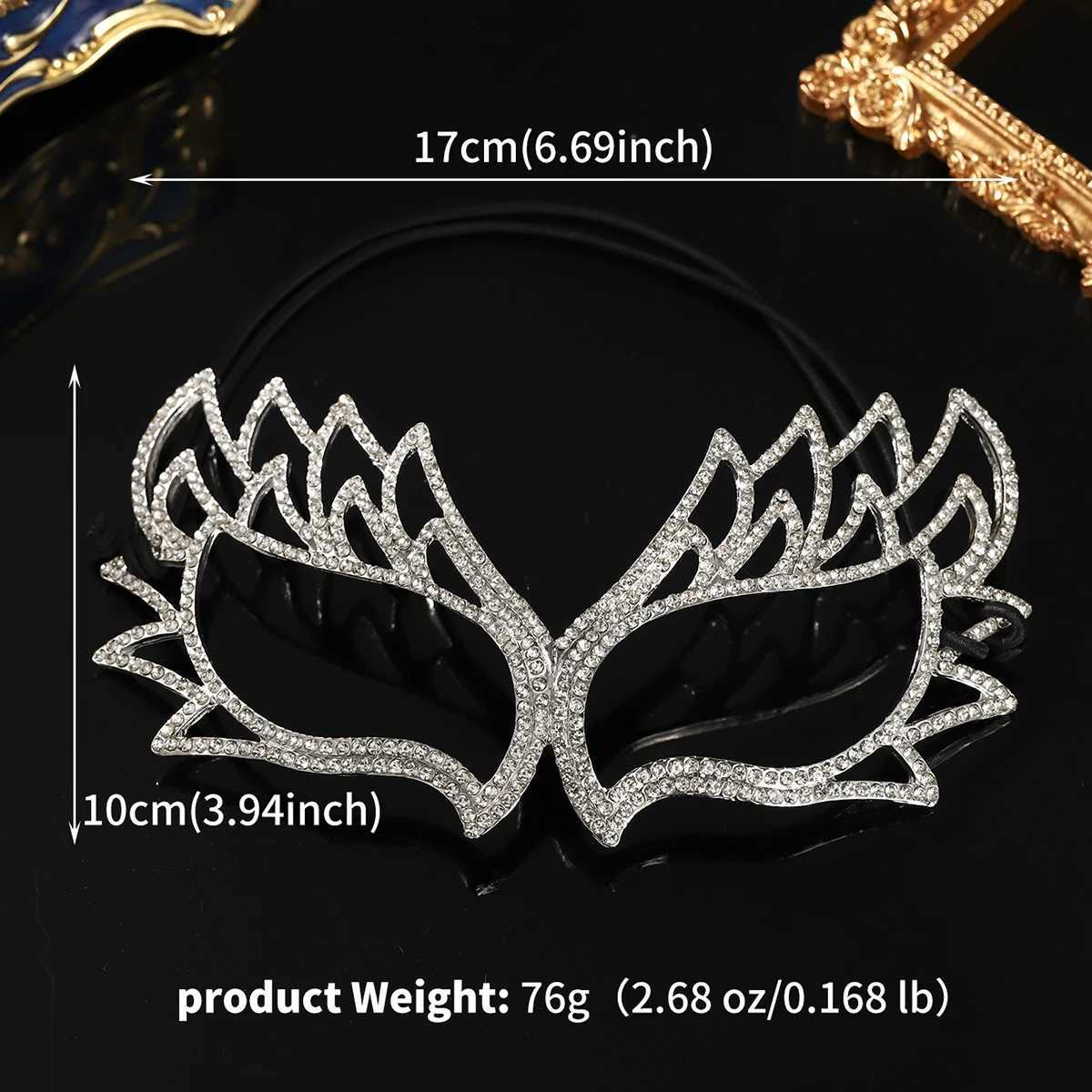 Luxury Silver Fox Mask Halloween Alloy Baroque Rhinestone Eye Mask For Women Masquerade Party Jewelry AccessoriesW251029