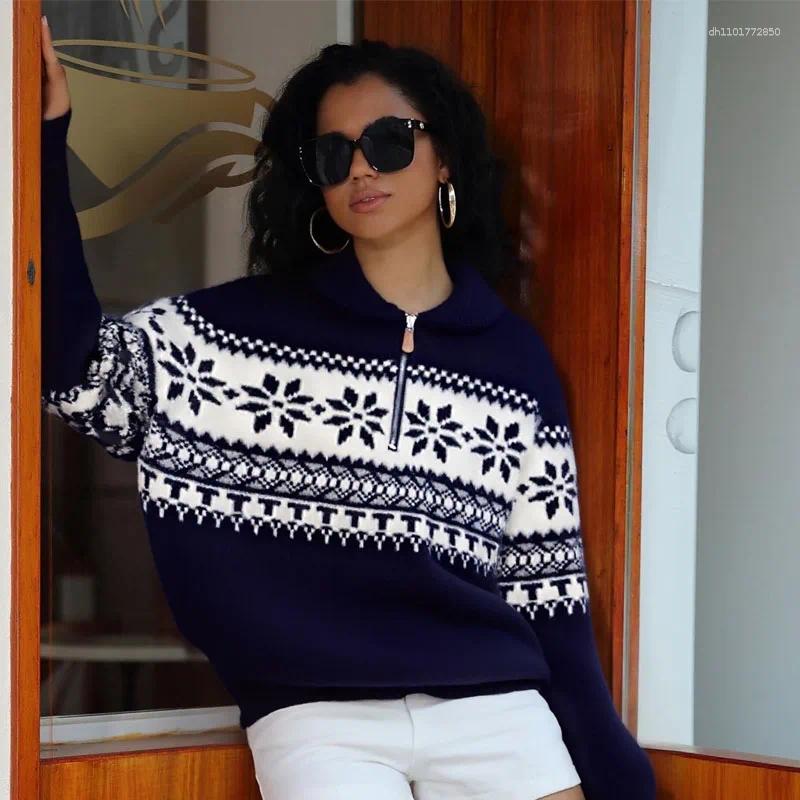 Women's Sweaters Autumn And Winter Retro Half-chain Turtleneck Pullover Sweater Fashionable Warm Loose Long-sleeved Top