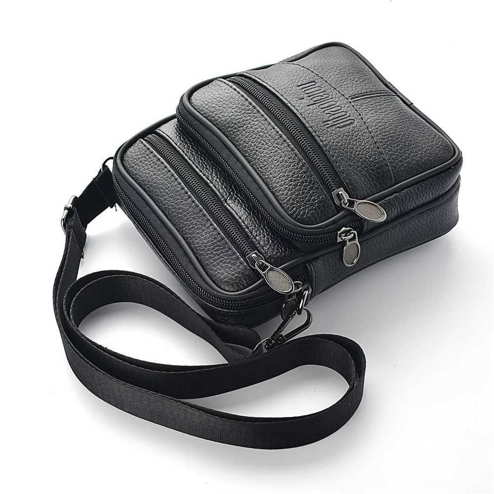 Mens Genuine Leather Crossbody Bag High Quality Zipper Pocket Business Messenger Bag for Men Y251011
