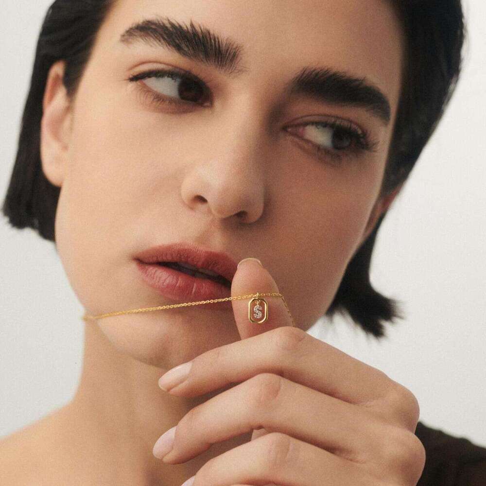 Spanish PD Hot-Selling Sier Women's 26 Mini Micro-Inlaid Full Dia Gold Letter Necklace H Pendant