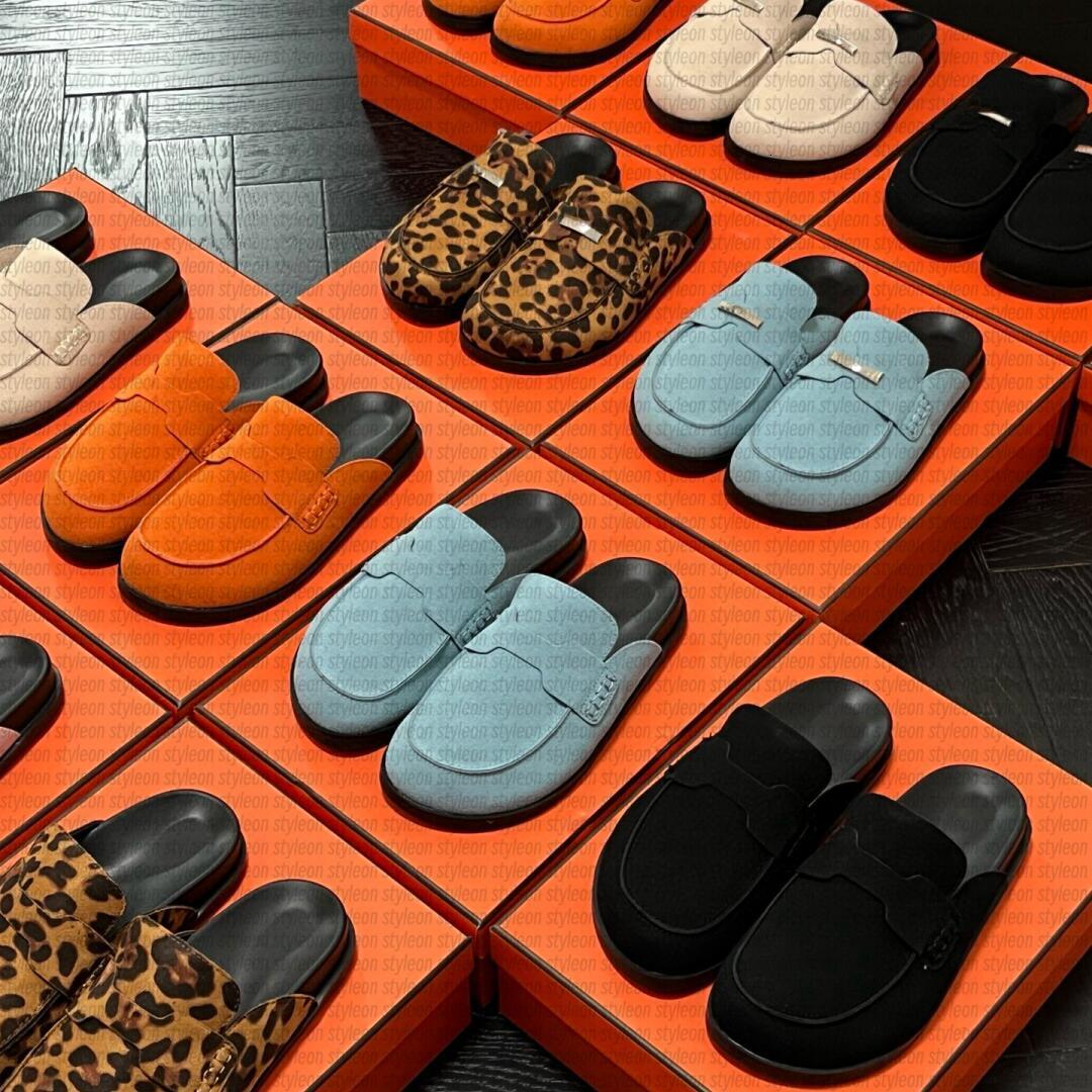 Designers Clog Slippers Flat Scuffs Sandals Calfskin Mules Cosy Letter Printing Comfort Casual Shoes Platfo Rm Fashion Womens Fluffy Shoe Size 35-45