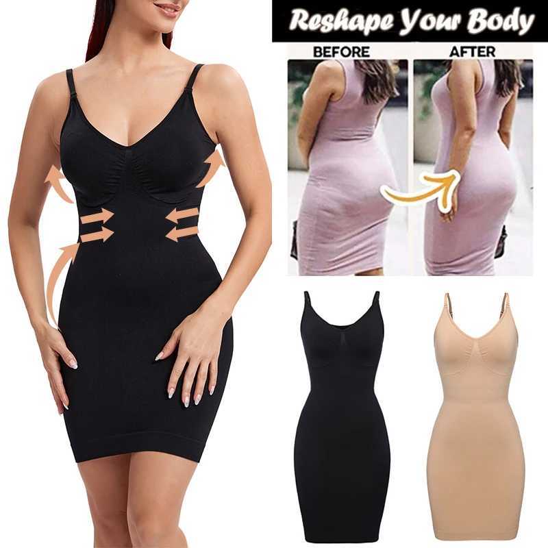 Sexy Full Slip Shapewear Women Dress V Neck Bodycon Underwear Smooth Compression Body Shaper Slimming Waist Abdomen Belly Corset L251030