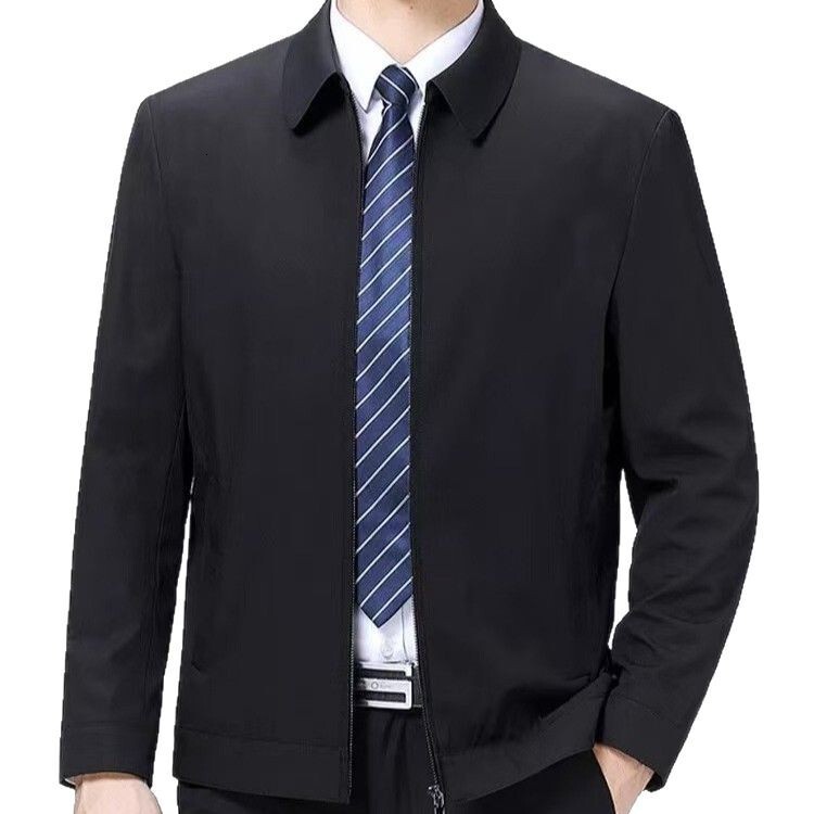 High-end Business Spring And Autumn Men's Casual Jacket For Middle-aged And Young Men Stand Designer Coat Collar Long Sleeve New Dad's Top