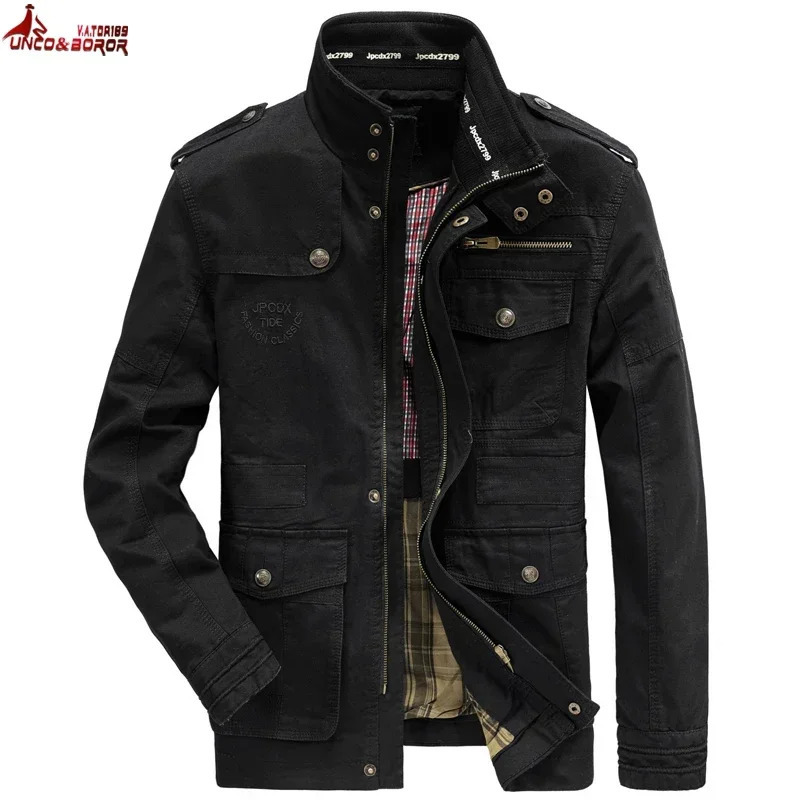 Autumn winter Jacket Men Pure Cotton Business Casual Cargo Jackets Army Military Motorcycle Bomber Coats Male Jaqueta Masculina251027