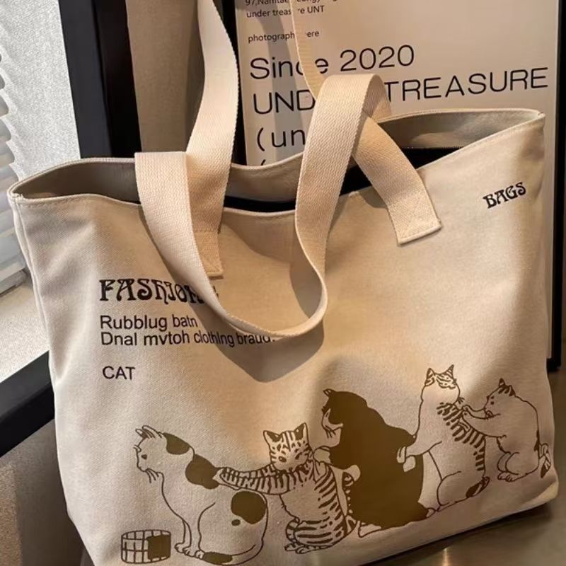 New large capacity women's casual canvas bag, Korean fashion shoulder bag, simple and versatile handbag, trendy designer bag