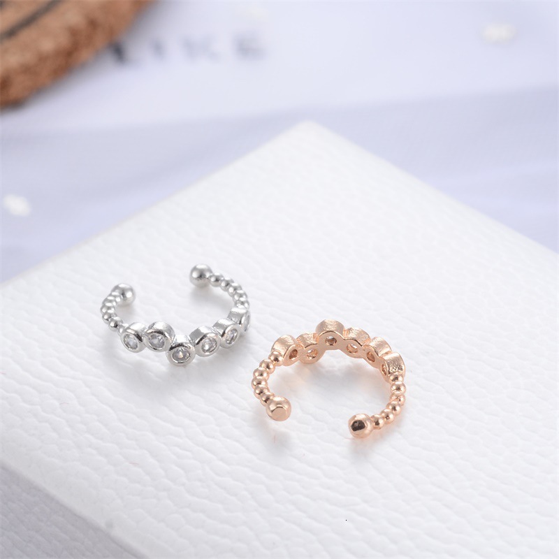 Korean Style Simple Sweet U-Shaped Earrings with Rhinestones Non-Pierced Clips Fashionable Versatile Beaded Women's Ear Cuffs