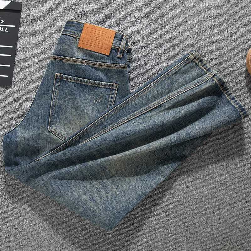 Spring and summer trendy loose straight tube retro jeans for men with ripped holes patch splicing and patchwork denim pants J251030