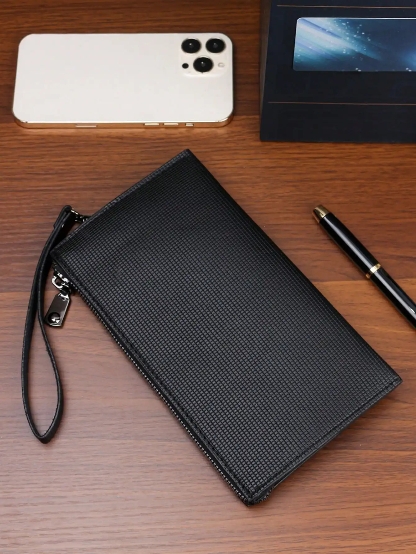 Simple Basic Large Capacity Clutch Bag Business Casual Outdoor Portable Dual Compartment Phone Bag Wristlet Bag Handbag Clutch 251030