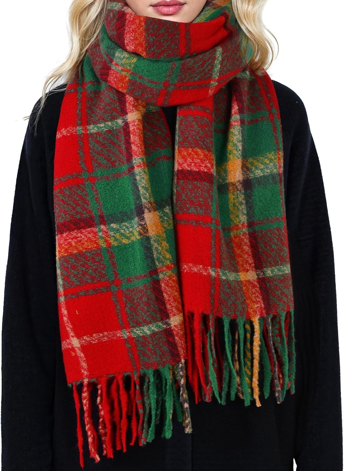 Custom Womens Winter Scarf Fashion Cashmere Feel Plaid Scarfs for Women Pashmina Shawls and Wraps Long Blanket Scarf