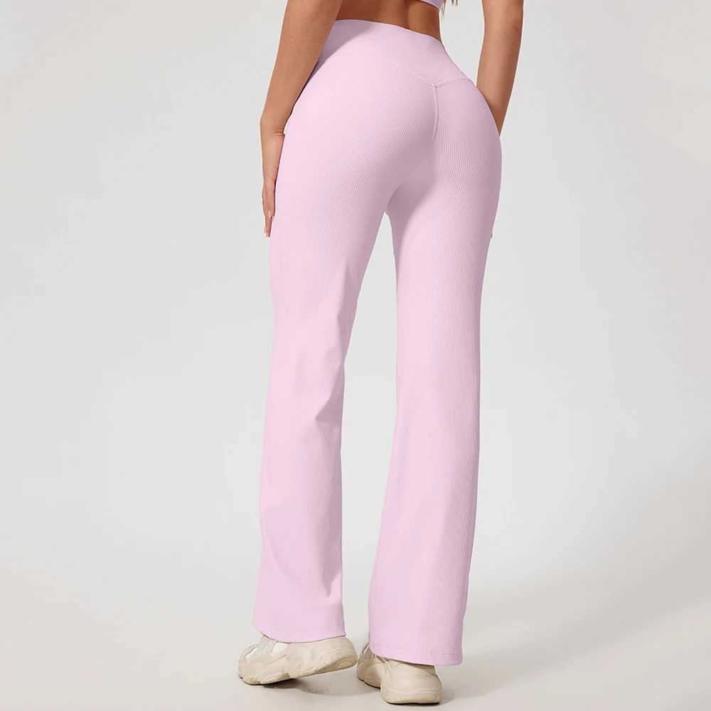 Fitness Rib Bellbottoms Tights High Waist Wide Leg Pants Leggings Women Yoga Elastic Leggings Push Up Gym Workout Flared Pants J251030