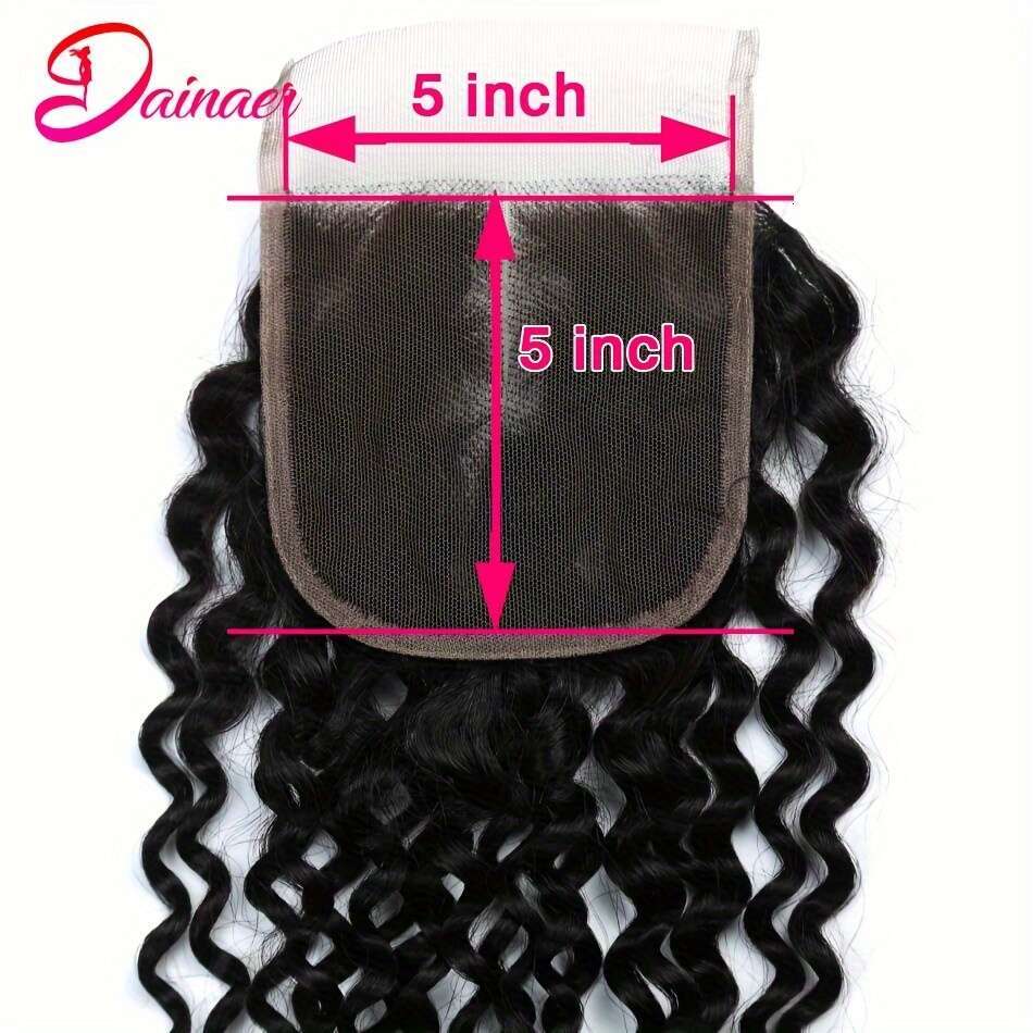 12A Indian Water Wave 5X5 Lace 3 Deep Curl Wet And Wavy Bundles With Closure Remy Human Hair Extensions