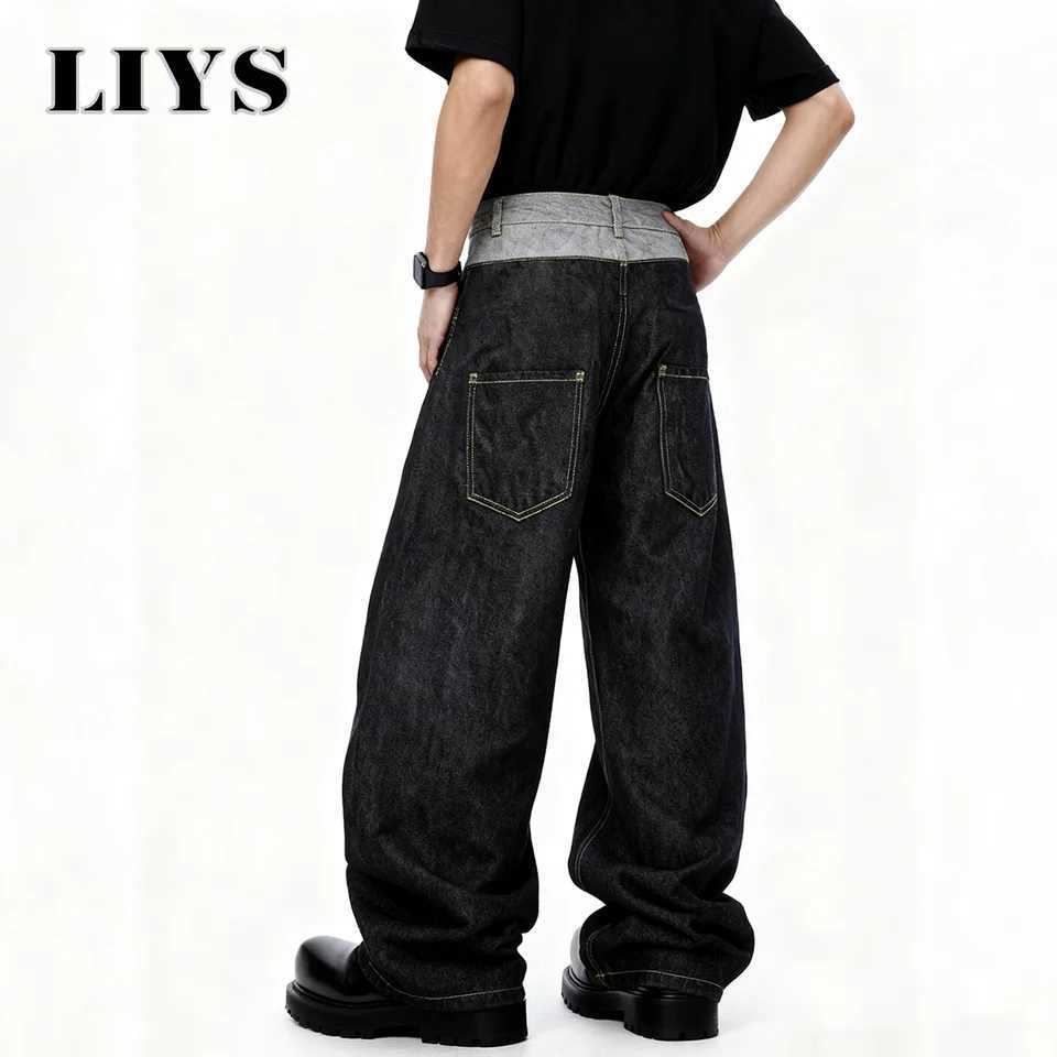 Mens Retro Double Waist Design Baggy Wide Leg Jeans Street Design Denim Pants Gothic loose Machete Wide Leg Jean Unisex Clothes J251030