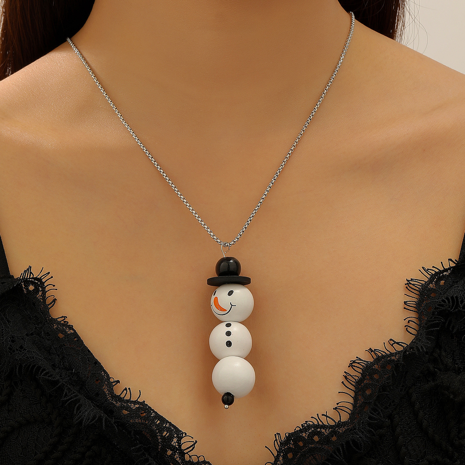 Double collarbone chain alloy elk bell necklace for Christmas party, women's Christmas tree autumn and winter accessories