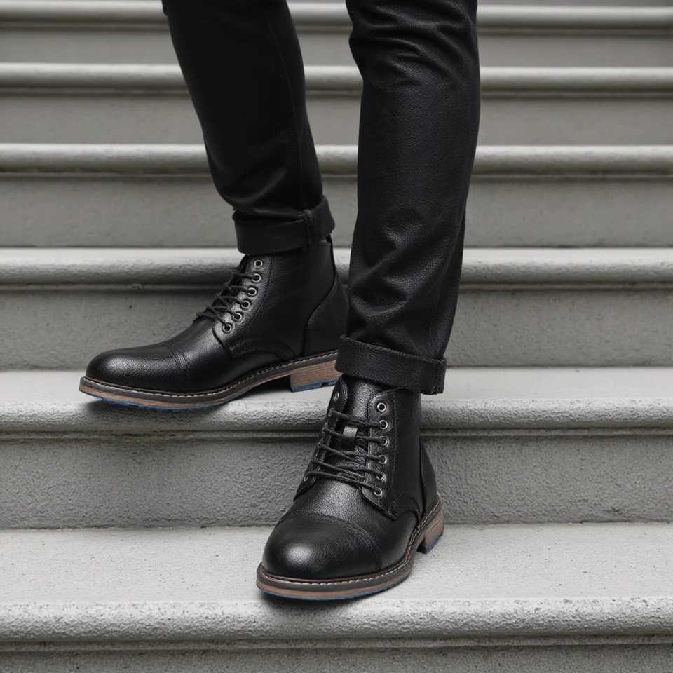Ankle boots men 2024 fashion comfortable brand leather boots for men Z251029