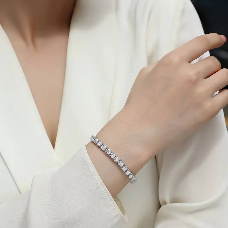 Solid 925 Sterling Silver 22carat Moissanite Tennis Bracelets for Women Men Engagement Jewelry Gift