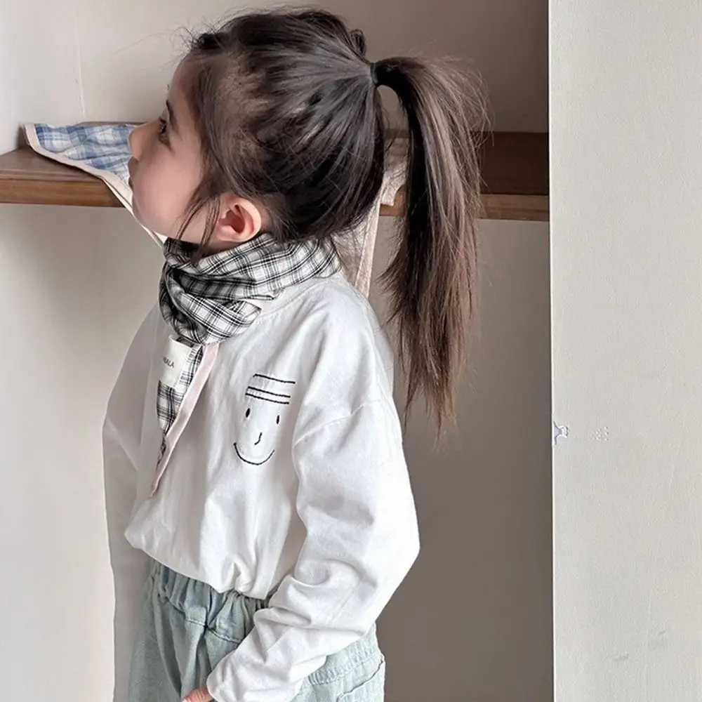 Vintage Korean Childrens Scarf Plaid Striped Triangle Bandana Boys Girls Sweet Waist Scarf TurbanW251029