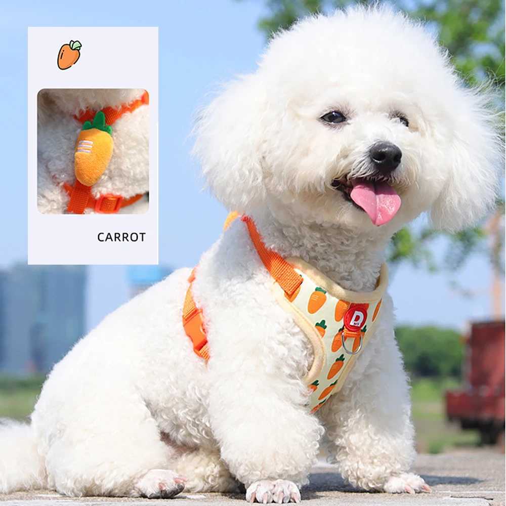 Cute Fruit Dog Cat Harness Leash Set Adjustable Soft Puppy Kitten Walking Gear Breathable Summer Outdoor Accessories for Smal J251129