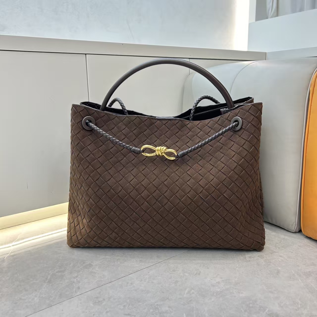 top-level 10A Andiamo parachute woven Underarm handbag women saddle designer bag womens tote real leather shoulder bags