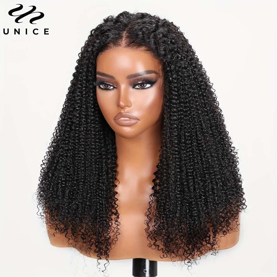 4X1 Middle Part Closure Kinky Human Hair Super Natural 4C Curly Lace Wig For Beginners 130%/150% Density