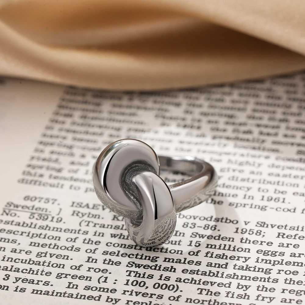 Stainless Steel Irregular Geometric Rings for Women Minimalist Smooth Wide Chunky Opening Ring Statement Jewelry GiftW251030