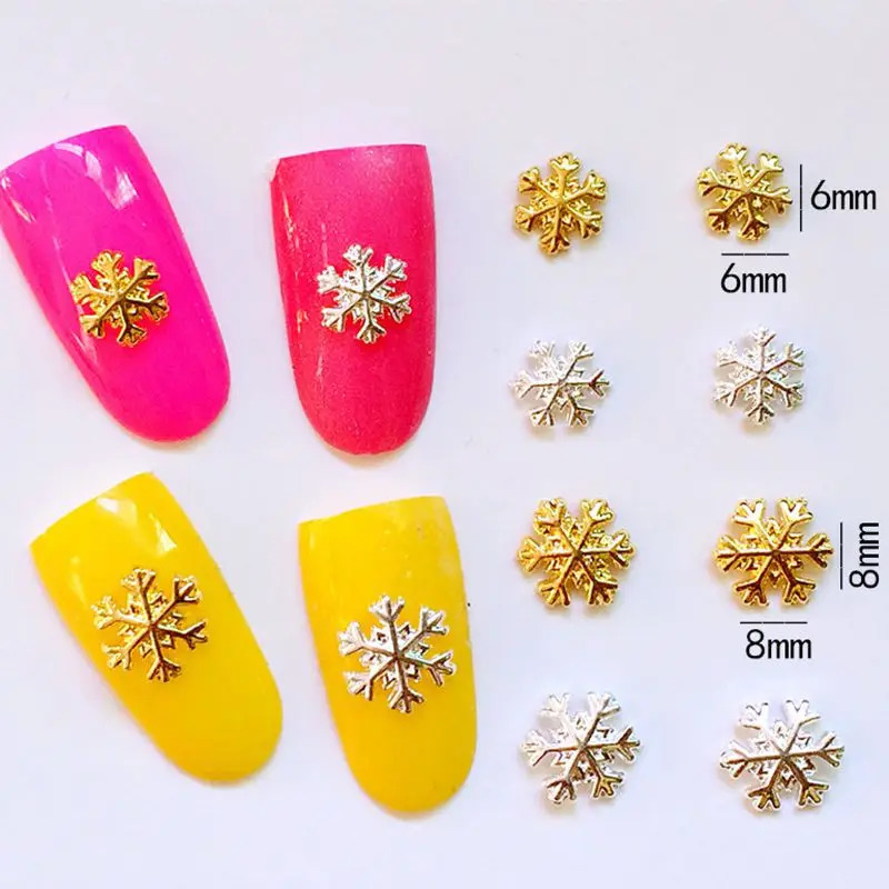 100pcs Christmas Gold Silver Alloy Snowflake Rivets Studs Metal Manicure Nail Art Accessories DIY Nail Decorations Nail Charms 251027