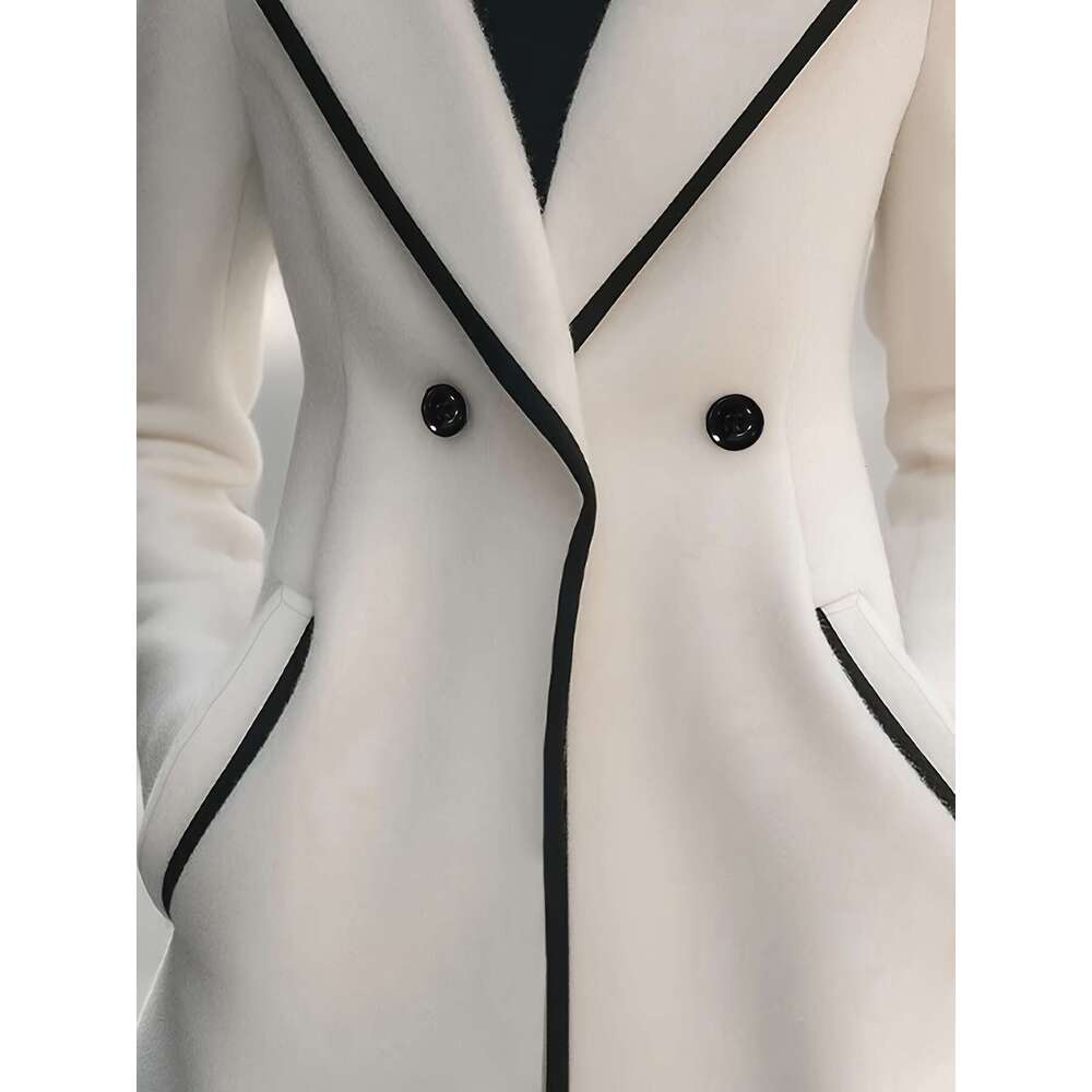 Women S Elegant Heavyweight Tweed Coat Winter Formal Casual Structured H Silhouette Long Jacket For Cold Weather Non Stretch Outerwear Hand Wash Dry C