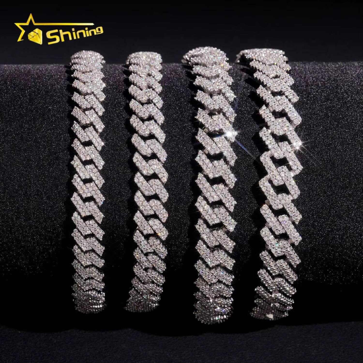 Iced Out 8mm 10mm 2rows Moissanite Cuban Link Bracelet Collection Hip Hop Jewelry Custom 925 Silver Bracelet for Men Designer's style