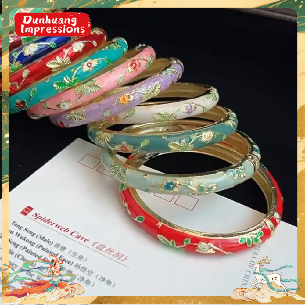 Chinese Women's Hand Enamel Cloisonne Bracelet Fine Small Flower Ethnic Style Jewelry Gifts for Women Girl ddmynov