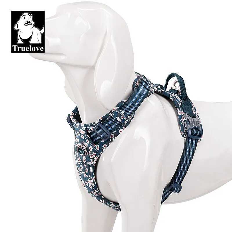 Truelovepet Dog Harness for Big Medium Small with Cotton Aluminum Alloy Floral Pattern Adjustable Vest J251129